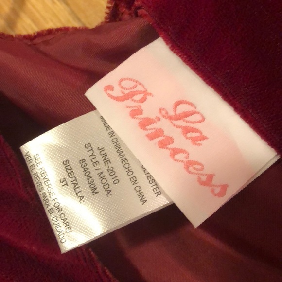 3T La Princess red velvet church wedding dress - Picture 2 of 7